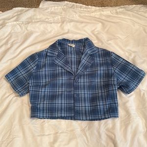PacSun Brandy Melville Cropped Button Up Plaid Shirt